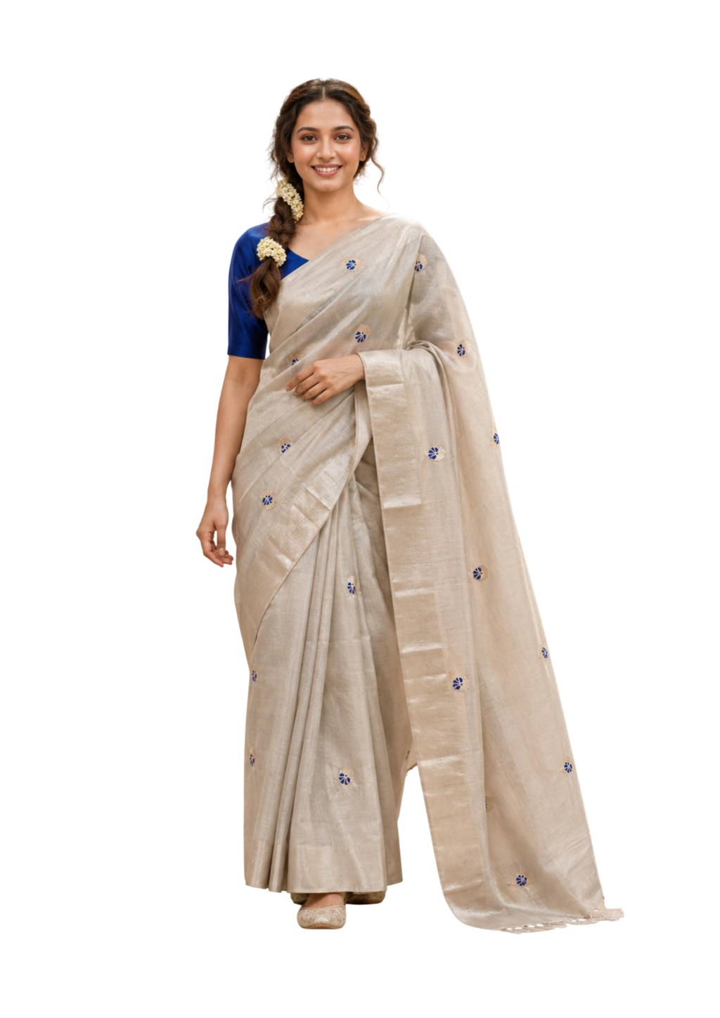Sridha Silk Blue Meenakari Chanderi Patty Saree