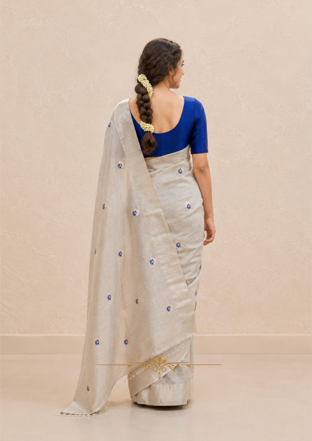 Sridha Silk Blue Meenakari Chanderi Patty Saree