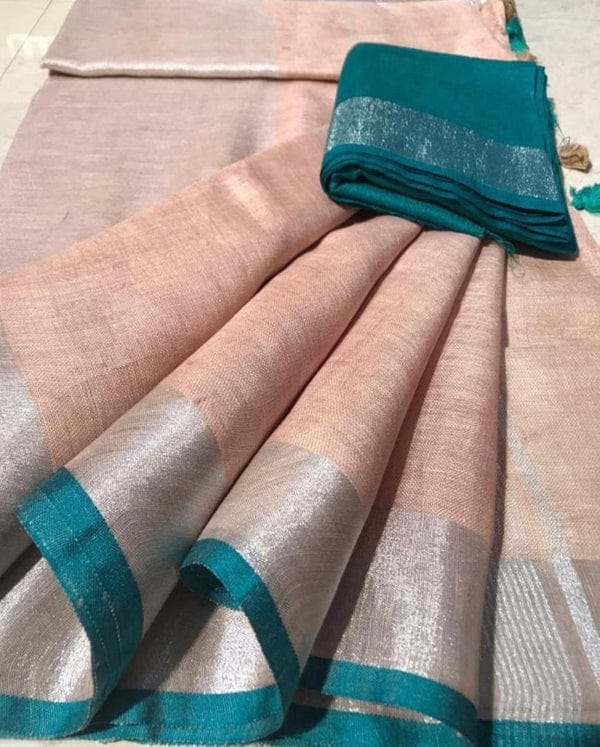 Sridha Silk Contrast Border Pure Linen saree