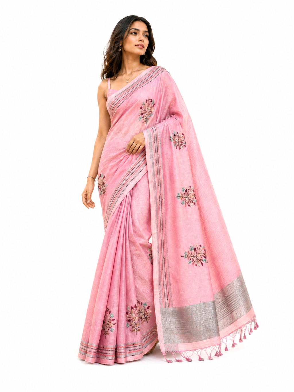 Sridha Silk Floral Heirloom Linen Saree