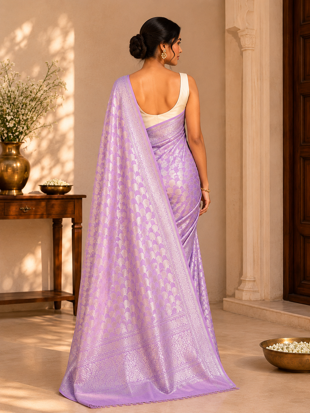 Sridha Silk Geometric Banarasi Saree