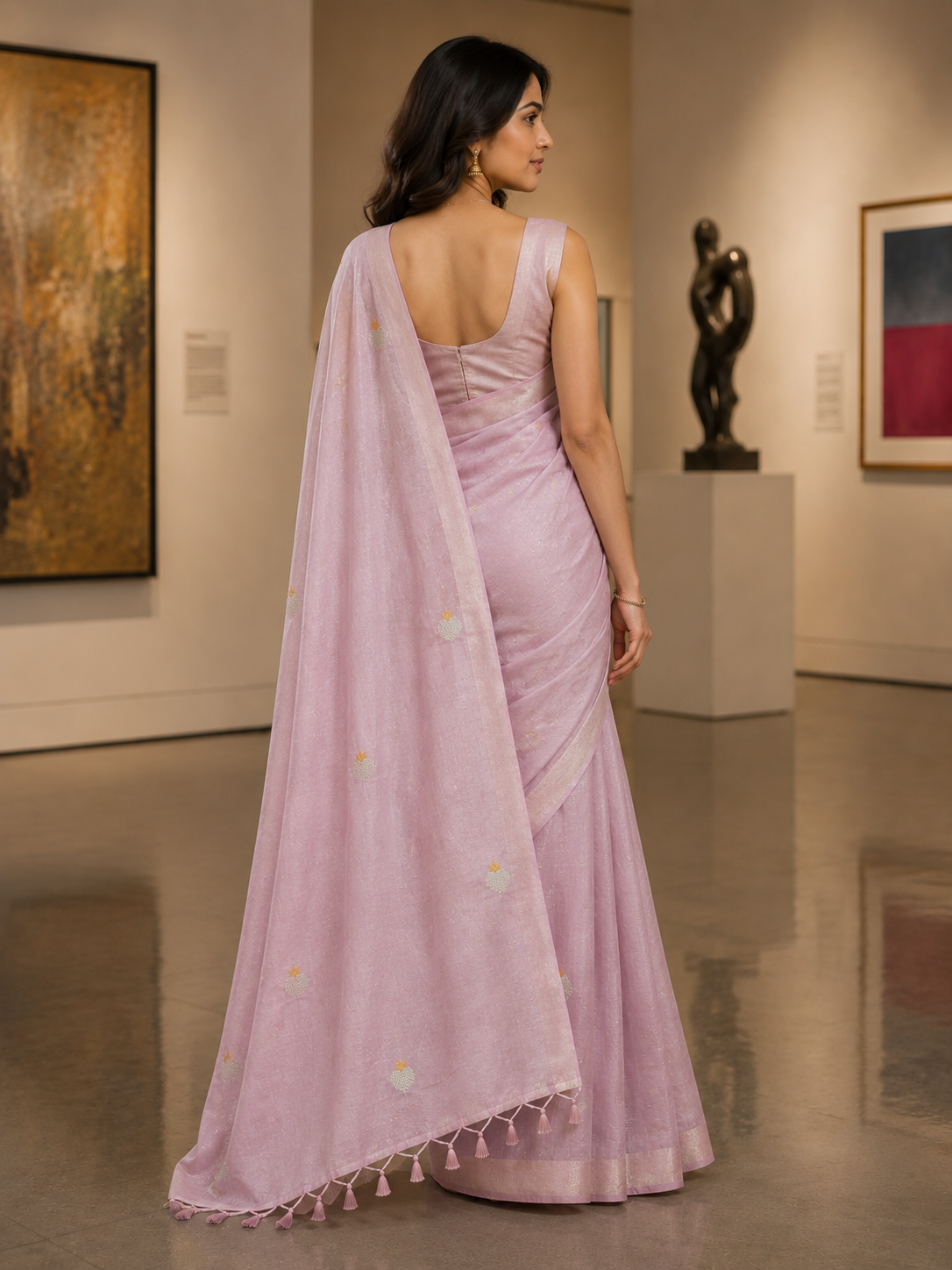 Sridha Silk Meenakari Butta Tissue Chanderi Saree