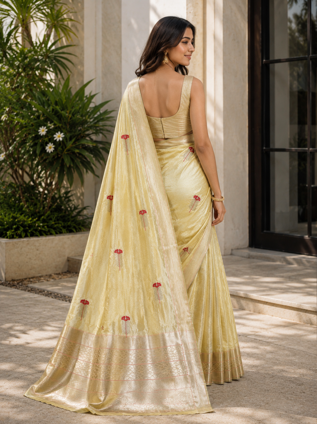 Sridha Silk Golden Chanderi Pattu meenakari saree