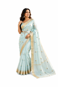 Sridha Silk Sky Blue Chanderi Zari Border saree