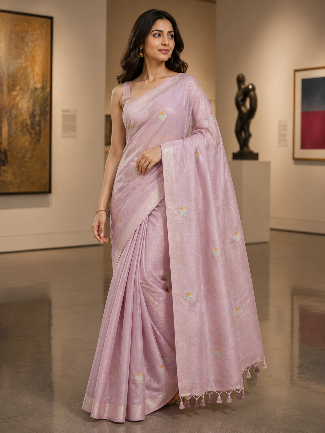 Sridha Silk Meenakari Butta Tissue Chanderi Saree