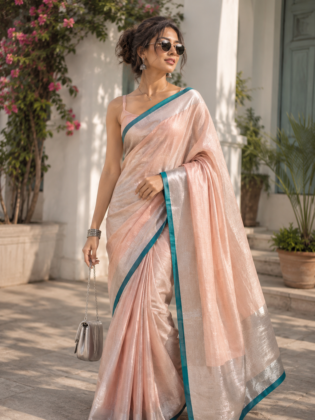 Sridha Silk Contrast Border Pure Linen saree