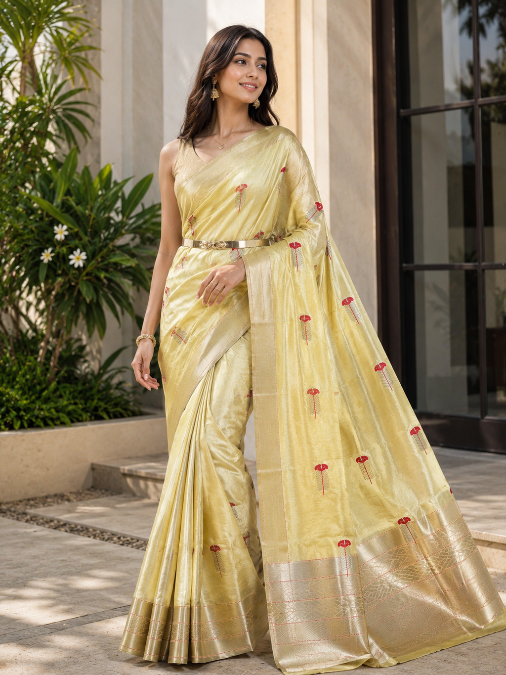 Sridha Silk Golden Chanderi Pattu meenakari saree