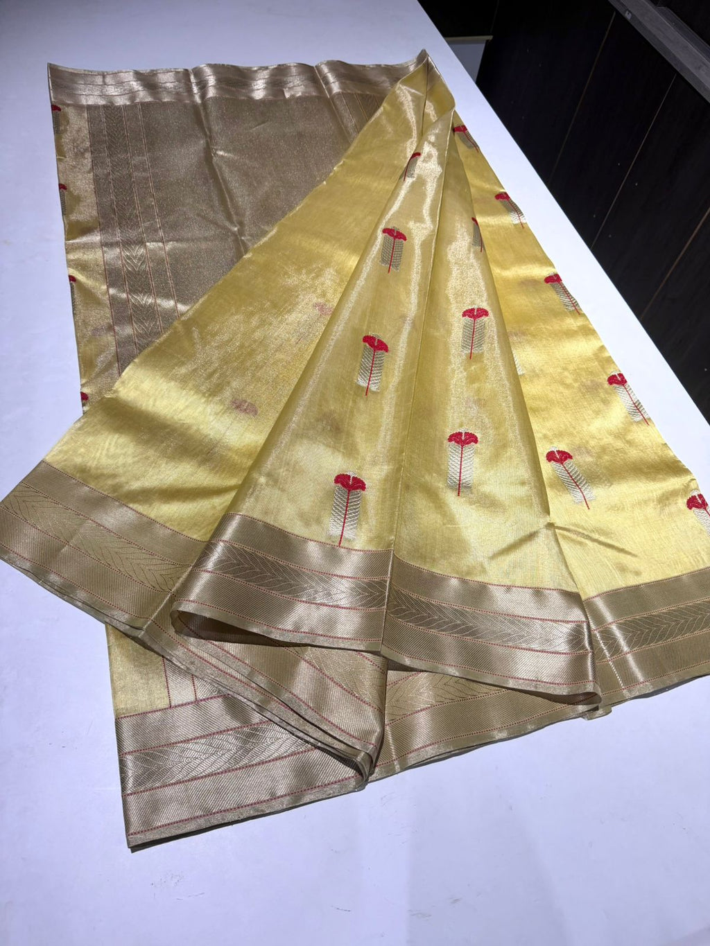 Sridha Silk Golden Chanderi Pattu meenakari saree