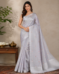 Silver Zari Chanderi Silk Saree
