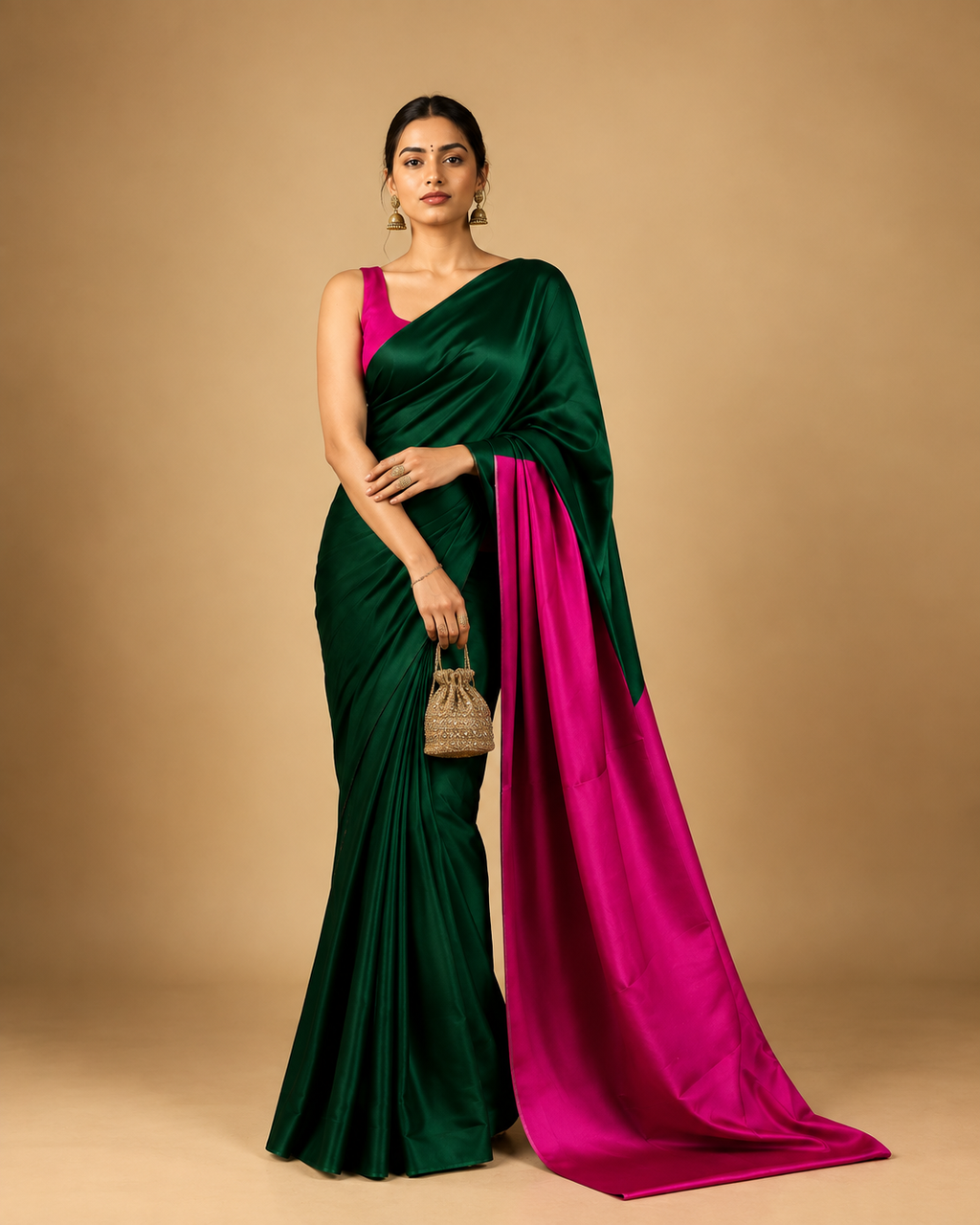 Forest Green Chanderi Saree