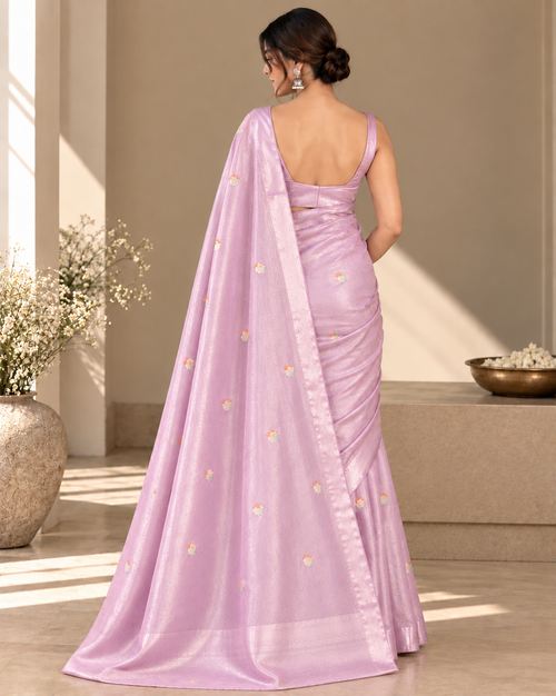 Lavender Netallic Chanderi Saree